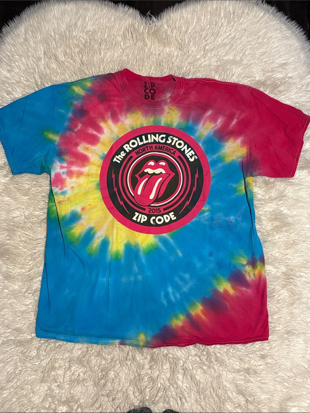 The Rolling Stones XL Tie-Dye Zip Code Tee